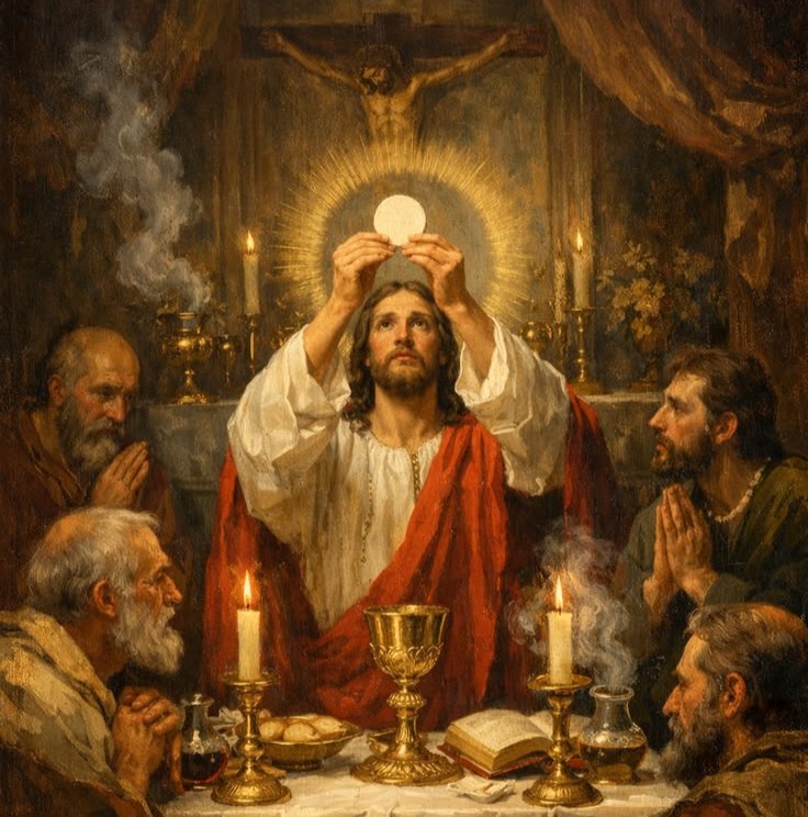 Jesus na Última Ceia instituindo a Eucaristia